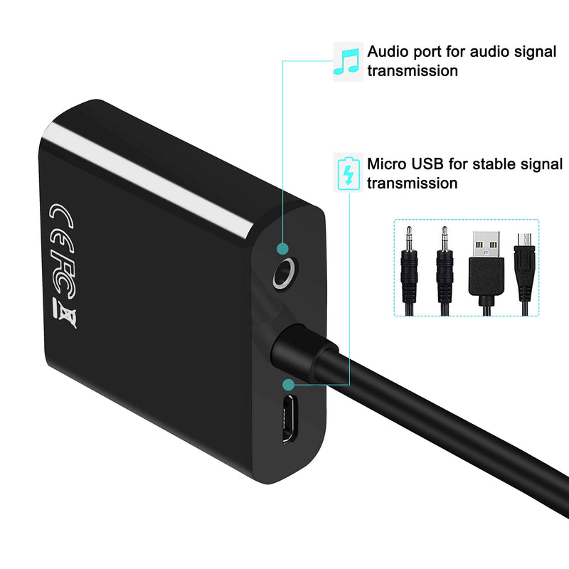 [Australia - AusPower] - avedio links HDMI to VGA Adapter, Active HDMI to VGA Converter (Female to Female) with audio, Support HD 1080P@60Hz, TV Stick, Raspberry Pi, Laptop, Chromebook, Roku, Xbox (3.5mm Audio Cable Included) 
