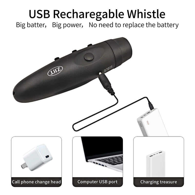 [Australia - AusPower] - ZHT Electronic Whistles for Referees with USB Charging, 3 Tone High Volume Emergency Whistle for Referee Coaches Teacher, Outdoor Camping Hiking Boating Safety Whistles with Lanyard Black 