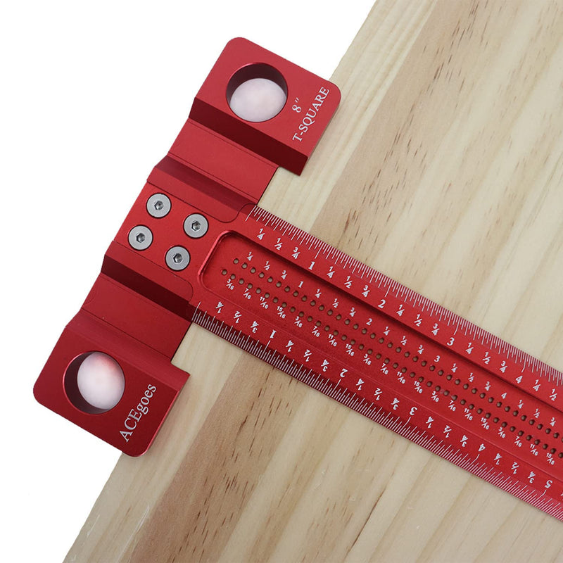 [Australia - AusPower] - ACEgoes Woodworking Scriber T-Square Ruler 8in, Architect Ruler for Carpenter Work, Layout and Measuring Tools 