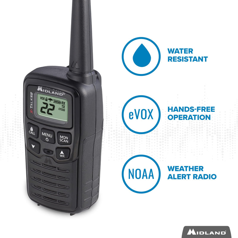 [Australia - AusPower] - Midland - T10 X-TALKER, 22 Channel FRS Walkie Talkies - Extended Range Two Way Radios, 38 Privacy Codes & NOAA Weather Alert (Pair Pack) (Black) 2 Pack 