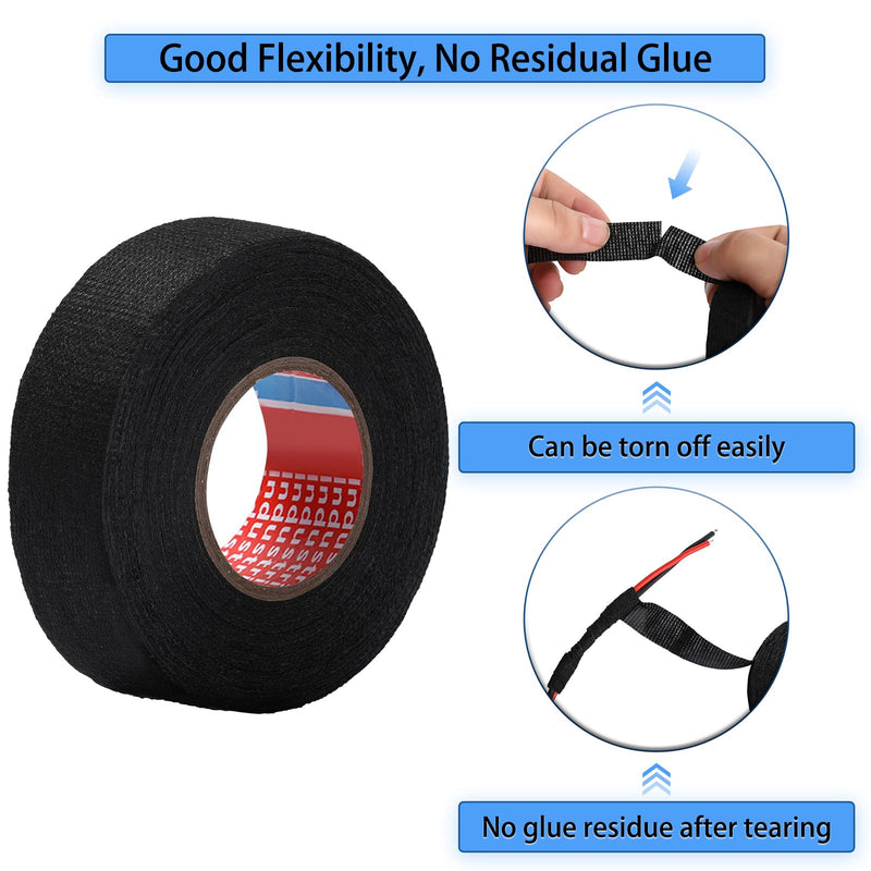 [Australia - AusPower] - 1 Inch x 49.2 ft Wire Harness Cloth Tape Wiring Harness Automotive Cloth Tape Noise Damping Heat Proof Adhesive Fabric Tape for Automotive Electrical Wrap Protection Insulation Cable Fixed (2 Rolls) 2 