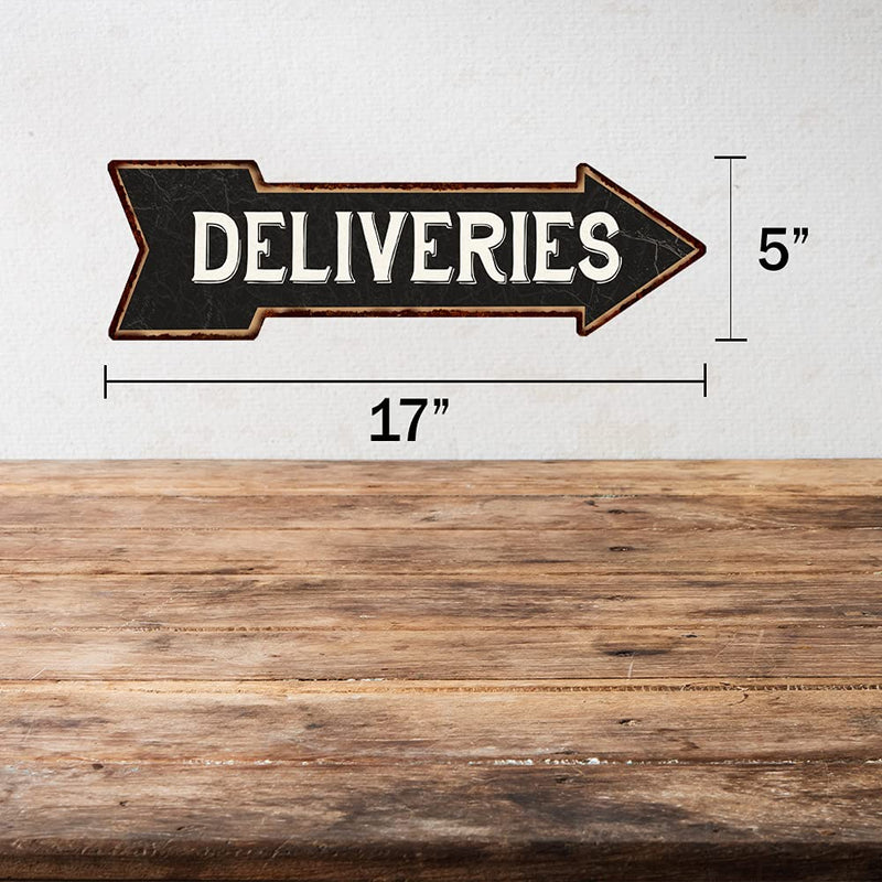 [Australia - AusPower] - Delivery Sign Right Arrow Vintage Package Deliveries Signs Drop Off Deliver Parcel Here Business Packages Plaque 5x17 Metal 205170003031 