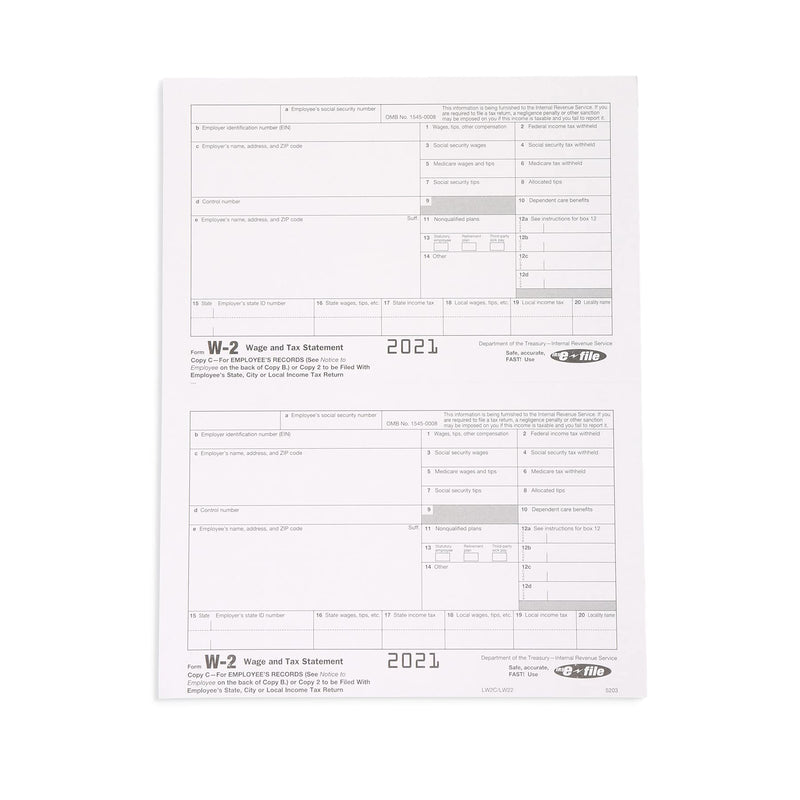 [Australia - AusPower] - W2 Forms 2021, 4 Part Tax Forms, 25 Employee Kit of Laser Forms, Compatible with QuickBooks and Accounting Software, 25 Self Seal Envelopes Included 
