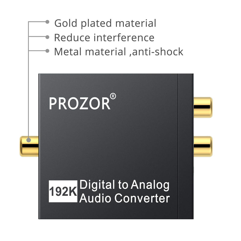 [Australia - AusPower] - PROZOR 192KHz Digital to Analog Audio Converter DAC Digital SPDIF Optical to Analog L/R RCA Converter Toslink Optical to 3.5mm Jack Adapter for PS3 HD DVD PS4 Amp Apple TV Home Cinema 