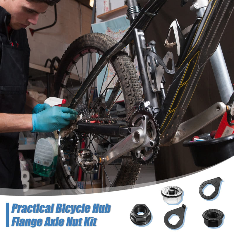 [Australia - AusPower] - Moxweyeni 48 Pcs Bike Axle Nut Bicycle Hub Flanged Axle Nut and Safety Washer Kit, 3 Size Bike Nuts with Safety Washers Bicycle Accessories for Front and Back Bike Wheel 