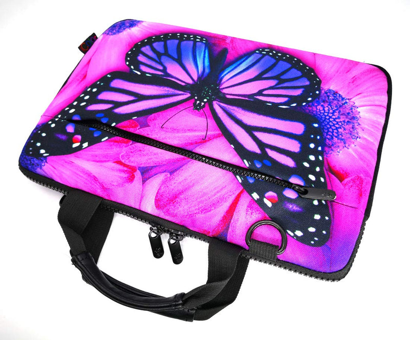 [Australia - AusPower] - ICOLOR 14.5-15.6 Inch Canvas Laptop Sleeve Bag Messenger Shoulder Case -Purple Butterfly Csh15-02 