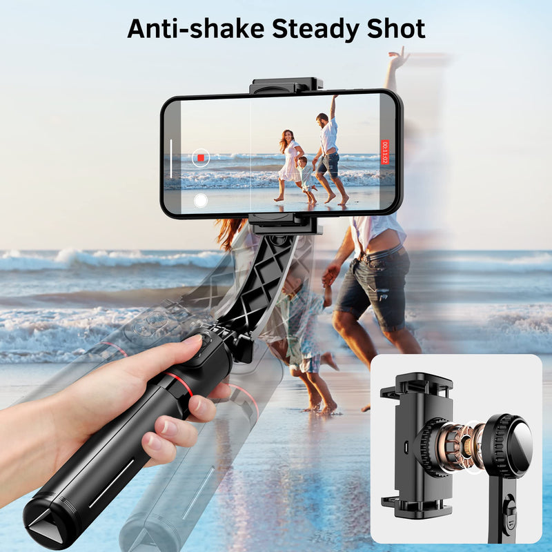 [Australia - AusPower] - Smartphone Gimbal Stabilizer with Remote, Aluminum Extendable Selfie Stick Tripod, 360° Automatic Rotation, Auto Balance for Live Video Recording, Vlogging, YouTube Compatible with iPhone and Android 