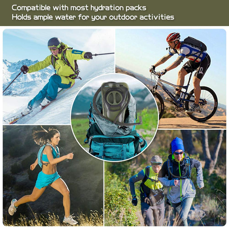 [Australia - AusPower] - Hydration Bladder 2L Leakproof 2 Liter Water Reservoir, BPA Free Military Green Water Storage Bladder Bag with Insulated Tube, Hydration Backpack Replacement for Outdoor Hiking Camping Running Cycling 2 Liter hydration bladder (Green) 