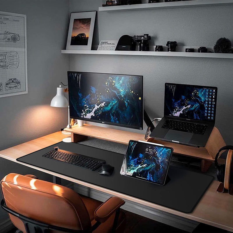 [Australia - AusPower] - ETZ Large Gaming Mouse Pad 31.5 x 11.8 × 0.12 in,with Stitched Edges,Extended Mousepad,Durable Non-Slip Natural Rubber Base,Washable Keyboard Pad,Desk Pad for Gamer,Office & Home,Black Black 
