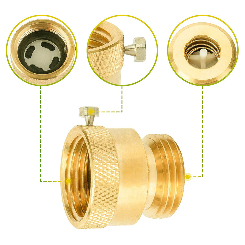 [Australia - AusPower] - SUNGATOR 2-Pack Vacuum Breaker Set, 3/4 Inch Anti-Siphon Hose Bib Valve for Garden Spigot, RV, Solid Brass Anti-Backflow Valve with Tape 