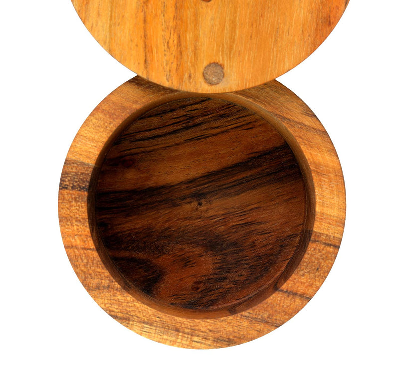 [Australia - AusPower] - Kaizen Casa Acacia Wood Salt or Spice Box with Swivel Cover perfect for keeping table salt, gourmet salts, herbs or favorite seasonings, close at hand on your countertop. 