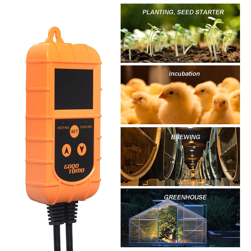 [Australia - AusPower] - GOQOTOMO Smart Temperature Controller Thermostat Heating and Cooling Mode for Homebrew Fermenter Greenhouse Terrarium 100-240VAC NTC Sensor Improved Version 
