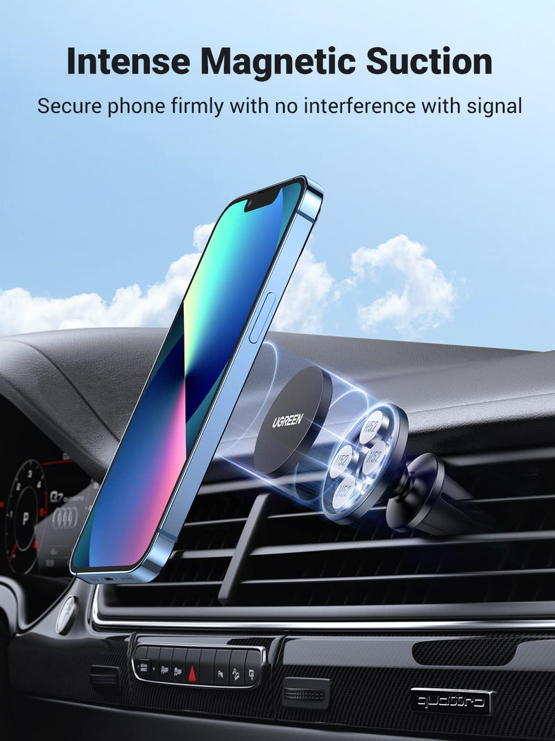 [Australia - AusPower] - UGREEN Car Magnetic Phone Mount Air Vent Phone Holder Magnet Phone Mount for Car Vent Compatible for iPhone 13 11 Pro Max SE XS XR X 8 Plus 6 7 6S 5 Samsung Galaxy S20 S10 S9 S8 Note 9 8 S7 S6 LG V40 Black 