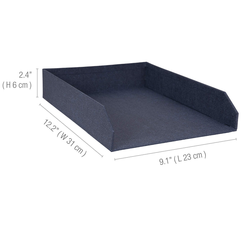 [Australia - AusPower] - Bigso 789256901N Hakan Fiberboard Two Tier Stackable Letter/Document Tray, 2.5 x 9 x 12.2 in, Blue 