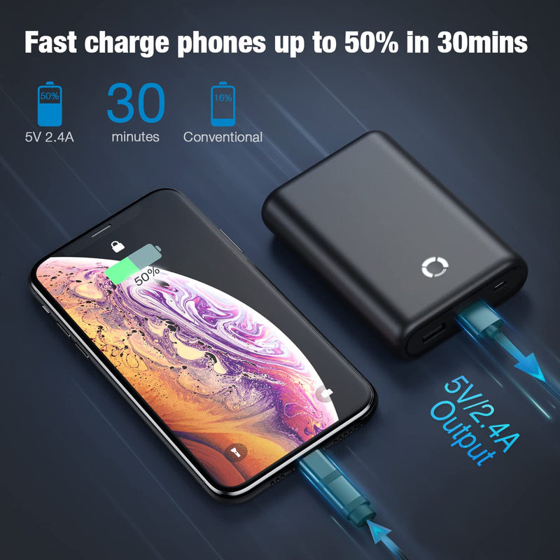 [Australia - AusPower] - Power Bank 15000mAh, High-Capacity USB Portable Charger with Dual 5V/2.4A Output Fast Charging External Battery Pack Compatible with iPhone 12/11, Samsung, Tablets and More Black 