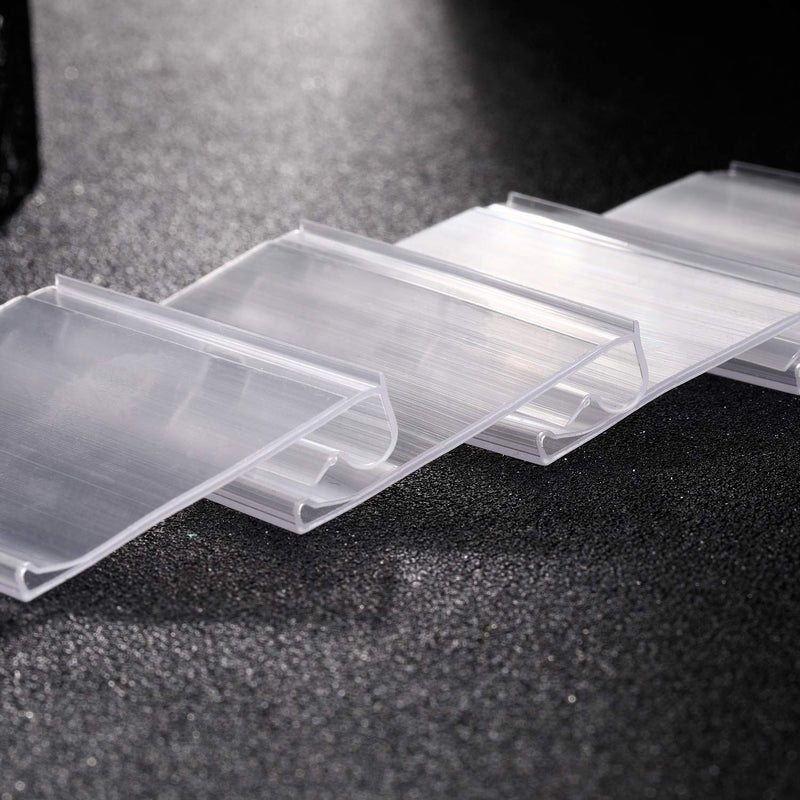 [Australia - AusPower] - Qincling Pack of 60 Clear Plastic Label Holder, Double Hook Wire Shelf Retail Price Tag Label Holder Merchandise Sign Display Holder (4 * 8cm/1.57 * 3.15in) 