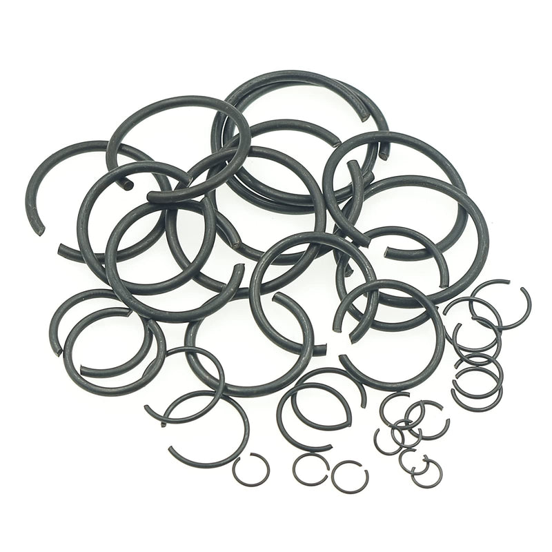 [Australia - AusPower] - MCMASKE Metric 5mm to 28mm Round Wire C-Clips External Retaining Rings Assortment Kit;Round Wire Snap Rings for Shaft(Black-Finish Steel? 