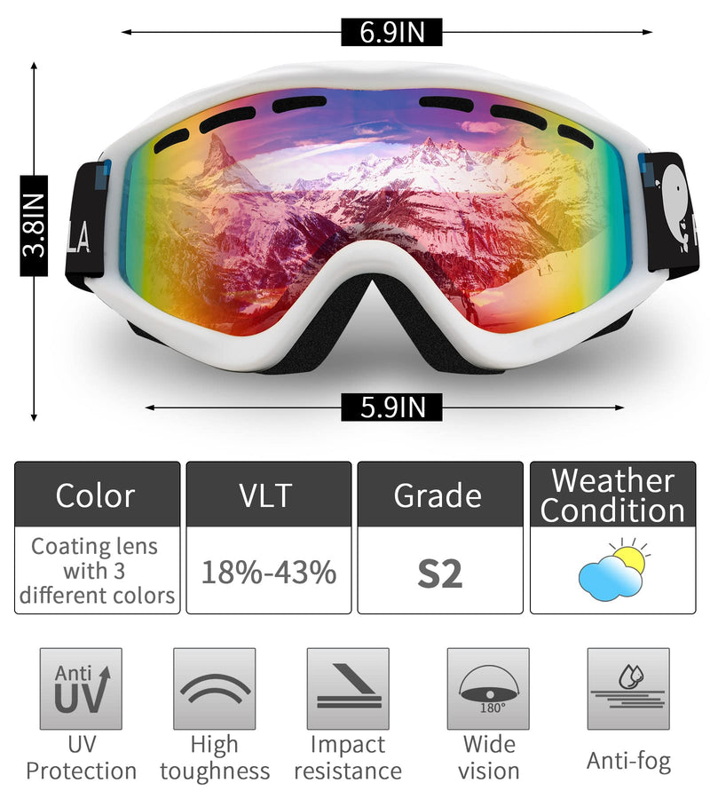 [Australia - AusPower] - Snowboarding Goggles Snow Ski Goggles Double-Layer Anti-fog Skiing Goggles for Snowmobile Skating Revo 
