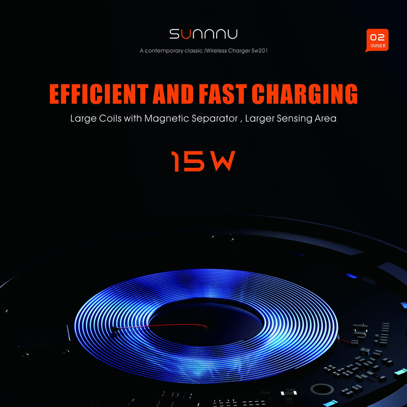 [Australia - AusPower] - SUNNNU Wireless Charger 15W Max Fast Qi-Certified Wireless Charging Pad Compatible with iPhone 12/12Pro Max/12Mini/SE 2020/11/11 Pro/X/XR, Android, Galaxy S21/S20/S10, Note 20/10/9, AirPods (Blossom) 