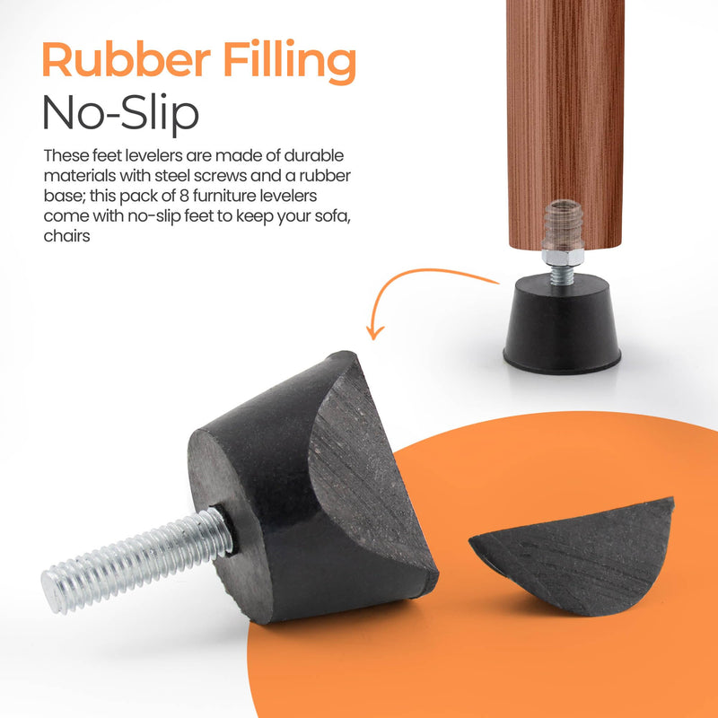 [Australia - AusPower] - 1/4" Thread Furniture Leveling Feet Screw in Threaded Furniture Levelers Adjustable Table Chair Levelers Feet Glides for Chairs Tables Cabinet Patio Furniture - 8 Pack 1/4 Thread 