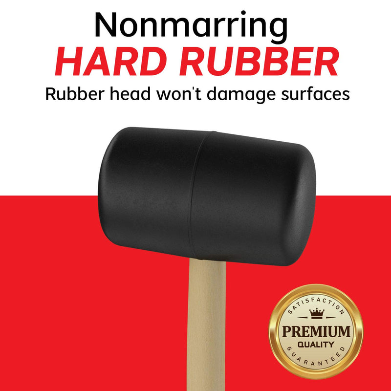 [Australia - AusPower] - Rubber Mallet 8 oz, Hardwood, Double Faced Soft Mallet with Wooden Handle, Black 