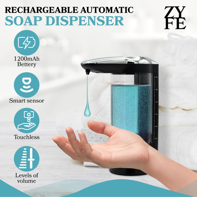 [Australia - AusPower] - Rechargeable Automatic Soap Dispenser Touchless. Large 22oz Dual Wall Mountable or Countertop Liquid Hand Soap Dispenser for Kitchen Sink. Automatic Soap Dispenser Bathroom. 