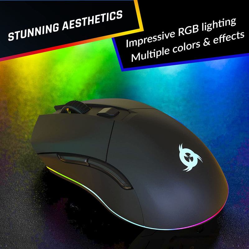 [Australia - AusPower] - KLIM Blaze Pro Rechargeable Wireless Gaming Mouse with Charging Dock RGB + High-Precision Sensor and Long-Lasting Battery + Up to 6000 DPI + Great PC Gaming Mouse Wireless 2022 