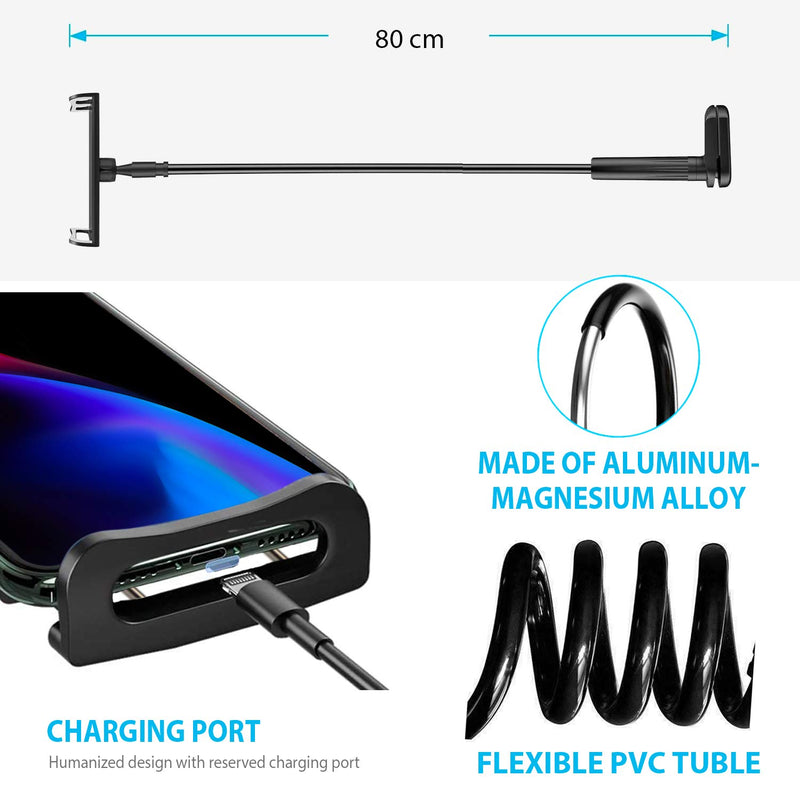 [Australia - AusPower] - Zuslab Tablet Cell Phone Bracket Adjustable Universal Gooseneck Bed Lazy Holder Stand Mount - Flexible Arm 360 Mount Clip Bracket Black 