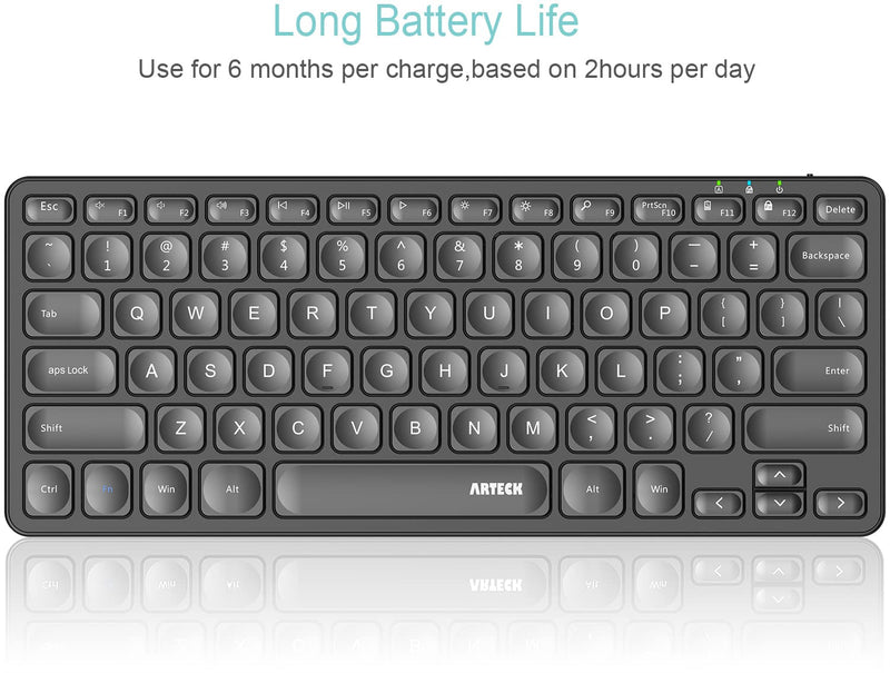 [Australia - AusPower] - Arteck 2.4G Wireless Keyboard Ultra Slim and Compact Wireless Keyboard with Media Hotkeys for Computer/Desktop/PC/Laptop/Surface/Smart TV and Windows 10/8/ 7 Built-in Rechargeable Battery 