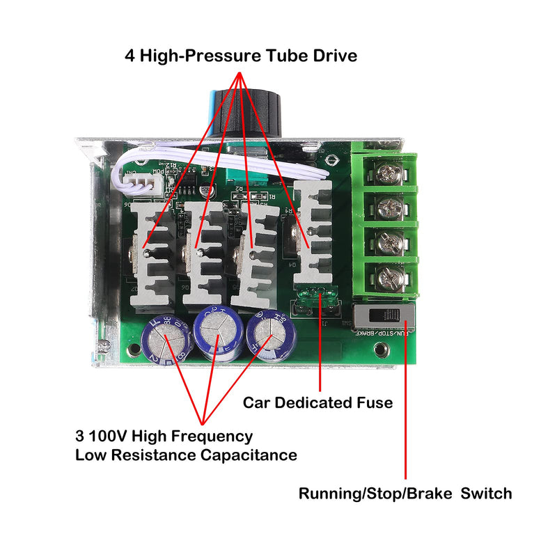 [Australia - AusPower] - AITRIP 1PCS 7-70V PWM DC Motor Speed Controller Switch 30A 12V 24V 36V 48V with 30 Amp Fuse (2 PACK) 2 PACK 