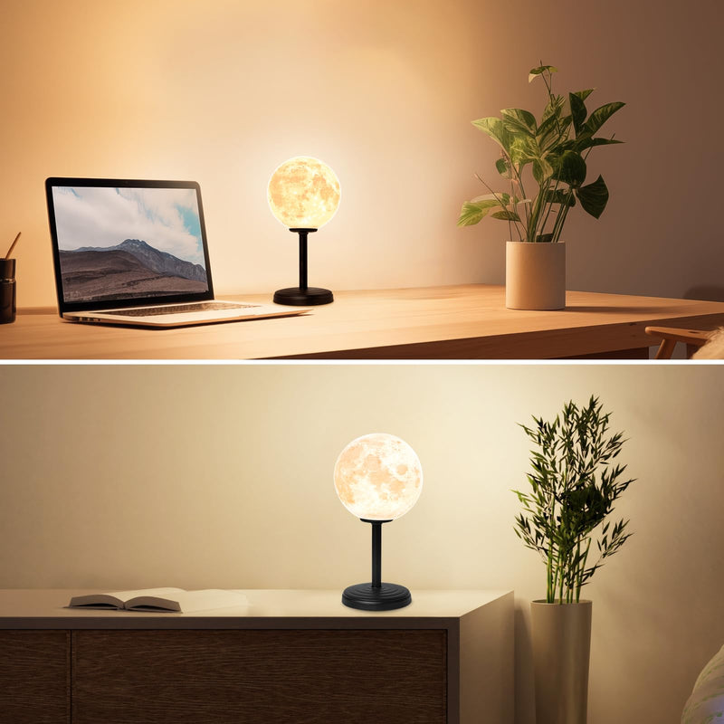 [Australia - AusPower] - JIMIMORO 3D Moon Lamp Bedside Table Lamp for Bedroom - Dimmable Bedside Lamps Small Modern Bedroom Lamp LED Desk Light with 25 Lighting Modes nightstand lamp Bed Side for Bedroom, Home, and Dorm White 