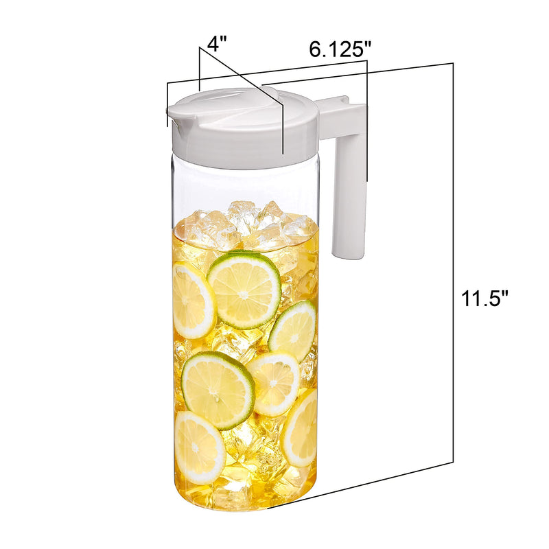 [Australia - AusPower] - Amazing Abby - Skinny - Tritan Pitcher (64 oz), Unbreakable Plastic Pitcher, BPA-Free, Heat-Resistant, Dishwasher-Safe, Great for Both Iced and Hot Drinks, Indoors and Outdoors, White 
