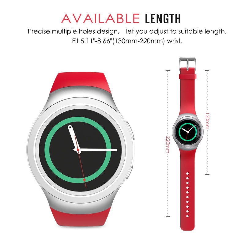 [Australia - AusPower] - MoKo Watch Band Compatible with Samsung Gear S2, Soft Silicone Replacement Sport Band fit Gear S2 (SM-R720 / SM-R730 ONLY) Smart Watch, NOT FIT S2 Classic (SM-R732 & SM-R735), NOT FIT Gear Fit2, RED 
