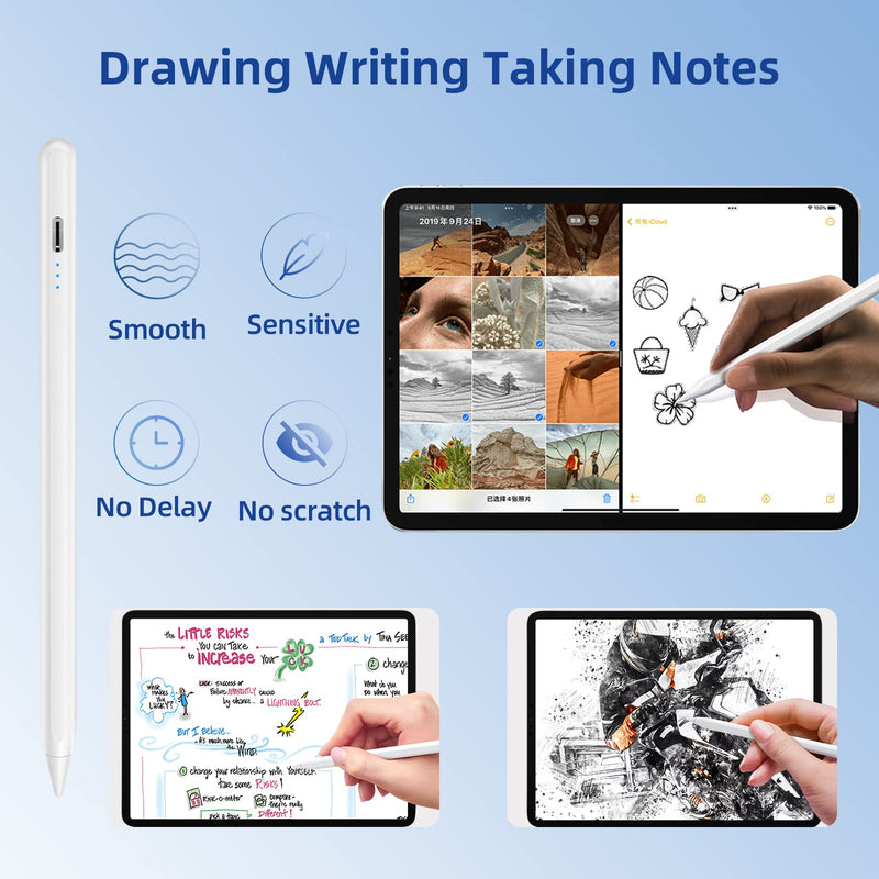 [Australia - AusPower] - Stylus Pen for iPad with Palm Rejection,3 Power Indicator Lights,Tilt Sensitive iPad Pencil Compatible (2018-2022)Apple iPad 9th/8th/7th/6th,iPad Pro 11/12.9 in,iPad Air 5th/4th/3rd,iPad Mini 6/5 Gen 