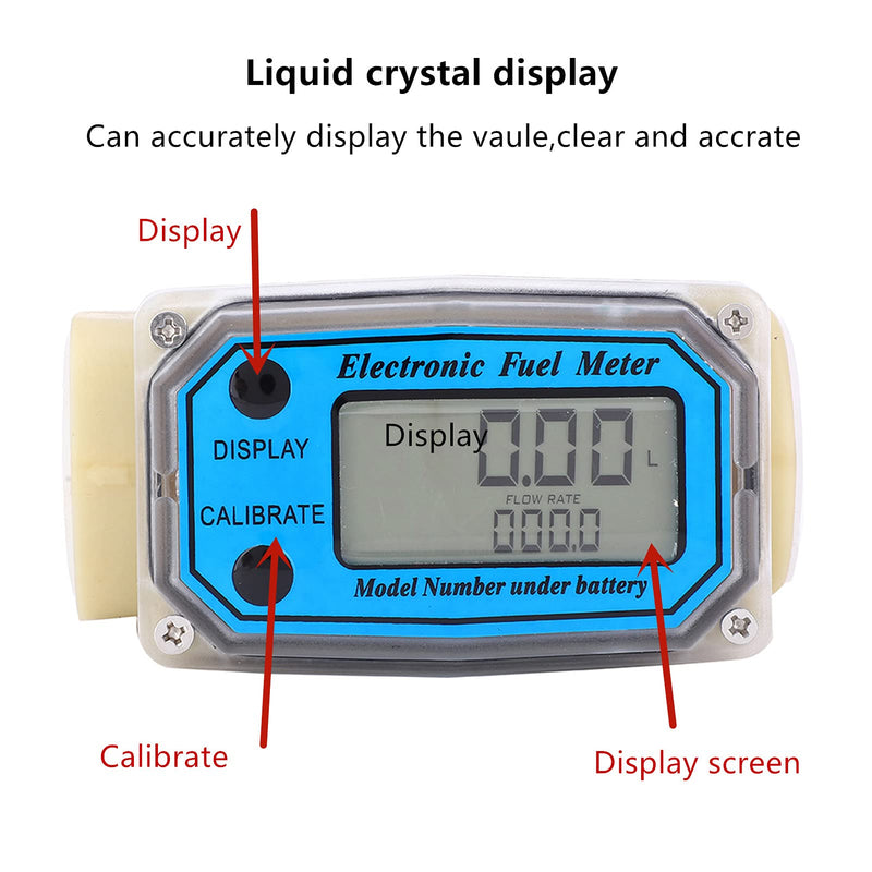 [Australia - AusPower] - Diesel Fuel Meter, Digital Fuel Meter Water Flow Meter Mini Digital Turbine Flowmeter Diesel Fuel Flow Meter 15-120L/min 1" NPT 