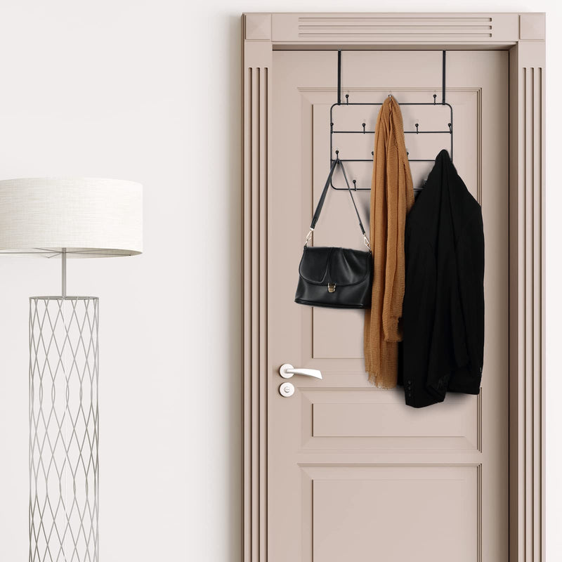 [Australia - AusPower] - Hotop Over Door Hanger Rack Multi Use Metal Over The Door Hook Decorative Over Door Hanger for Coats Hats Robes Clothes Towels (1, Black) 1 