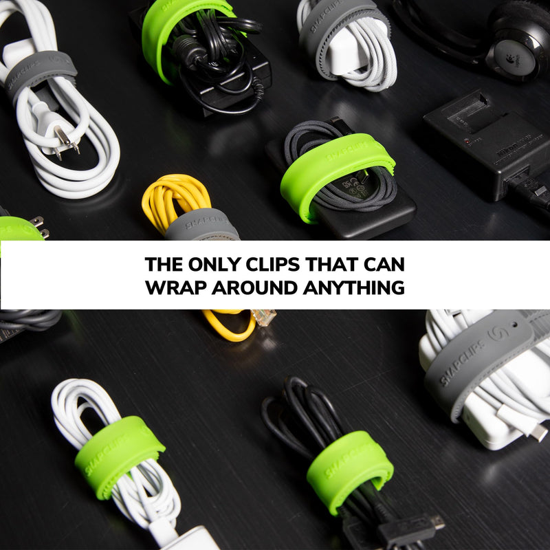 [Australia - AusPower] - SnapClips Storage Straps Gray 6" 2-Pack & 12" 2-Pack Bundle 