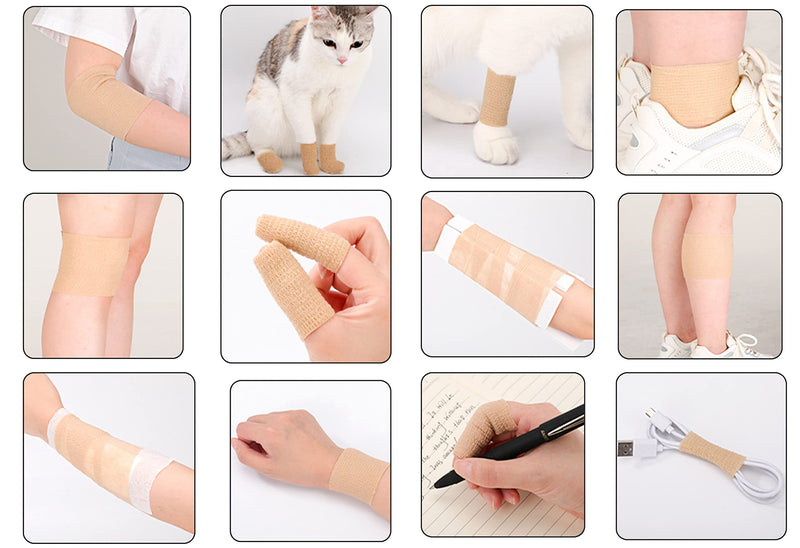 [Australia - AusPower] - 24 Pack 2" X 5 Yards Brown Breathable Self Adhesive Bandage Wrap, Multi-Purpose Non-Woven Cohesive Wrap - Vet Wrap | Athletic Tape | Medical Tape, Ankle Sprains, Swelling, Pets. 