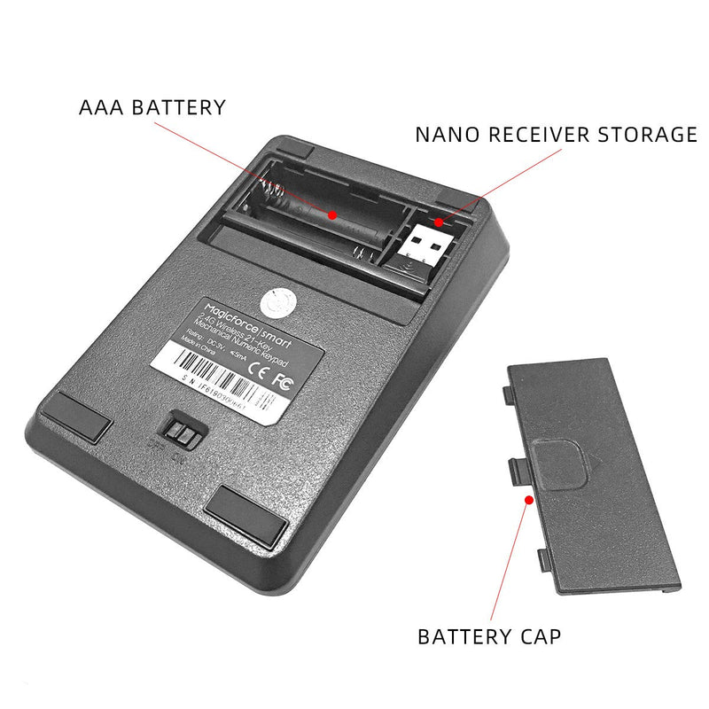 [Australia - AusPower] - Mechanical Numeric Keypad GATERON Red Switch 2.4G Wireless Gaming Keypad 21 Keys Mini Numpad Portable Keypad Extended Layout Black Magicforce by Qisan 