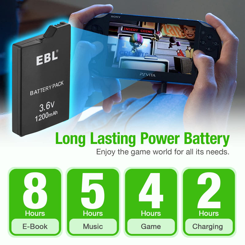 [Australia - AusPower] - EBL 3.6V Lithium Ion Rechargeable Battery Pack 1200mAh Replacement Battery Compatible with Sony PSP 2000/3000 PSP-S110 Console 1200mAh For PSP 2000 3000 