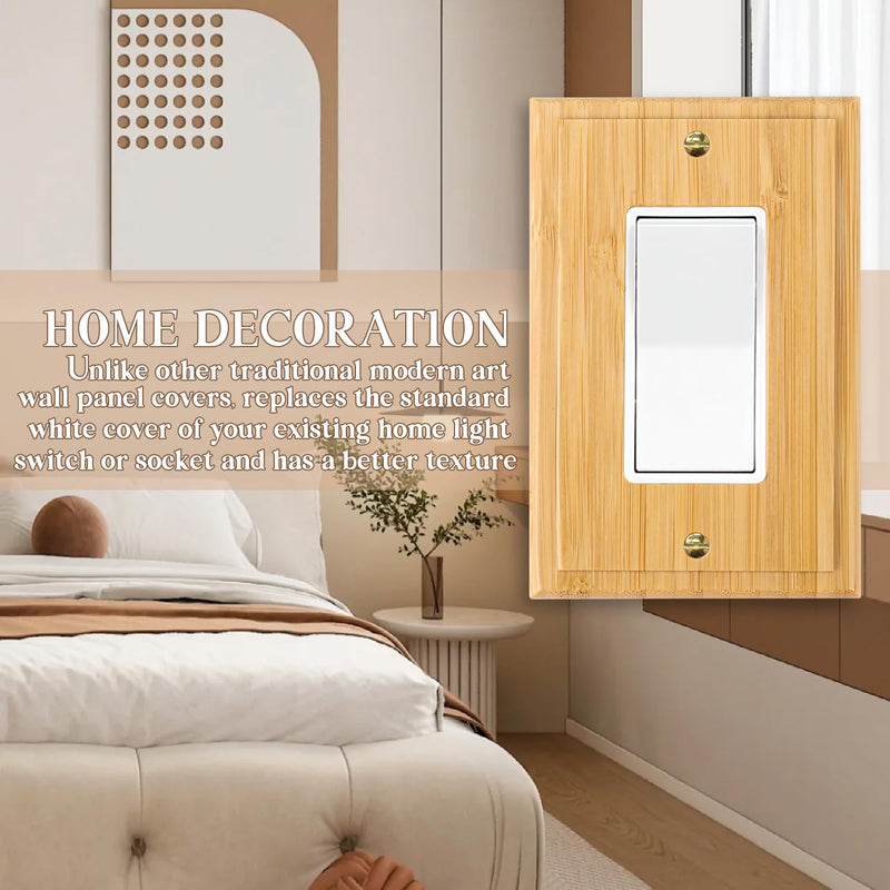 [Australia - AusPower] - Solid Wood Outlet Covers Light Switch Plate 4.8" X 3.14" Bamboo Switch Plates And Outlet Covers Light Switch Cover Quality Raw Wooden Wall Plate Decorative Single Rocker Standard Size 1PC-DK Wall Plate 3 
