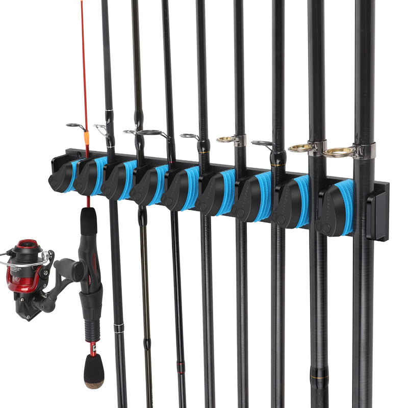 [Australia - AusPower] - PLUSINNO Vertical Fishing Rod Holder, Wall Mounted Fishing Rod Rack, Fishing Pole Holder Holds Up to 9 Rods or Combos, Fishing Rod Holders for Garage, Fits Most Rods of Diameter 3-19mm 