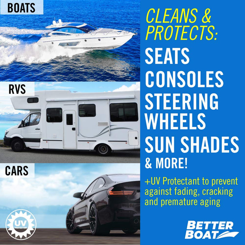[Australia - AusPower] - Boat Cleaner Wipes with UV Protection Boat Vinyl Cleaner and Protectant Car Leather Marine Boat Seat Cleaner Dashboard & Console Boat Cleaning Supplies Interior and Exterior Clean & Wash Products 40 Count 