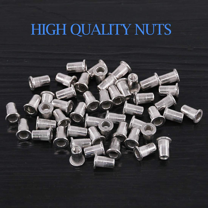 [Australia - AusPower] - Glarks 50Pcs 304 Stainless Steel M3 Flat Head Threaded Rivetnut Insert Nutsert Rivet Nut Set (M3) 