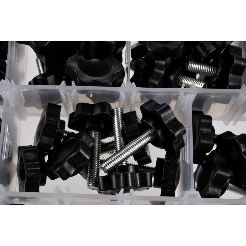 [Australia - AusPower] - ZHUHUI Hex Shaped Star Knob Hand Tightening Screw Clamping Plastic Head Bolt Assortment Kit M6 