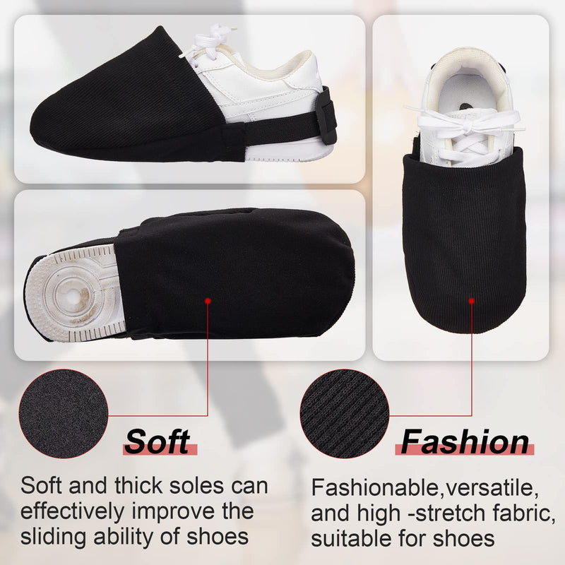 [Australia - AusPower] - Zhanmai Bowling Shoe Covers 2 Pairs Black Bowling Shoes Slider Bowling Accessories for Women and Men 