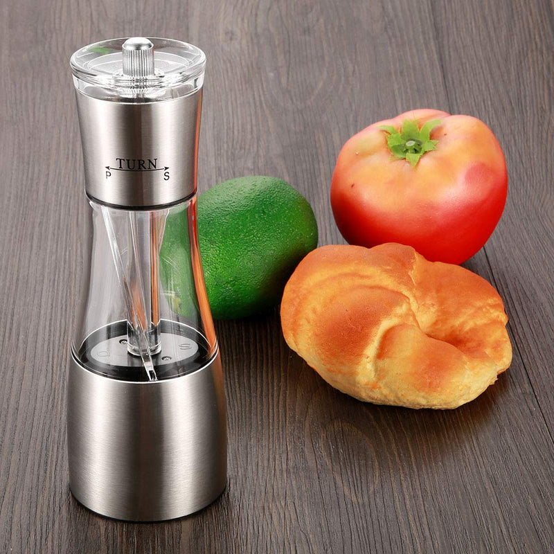 [Australia - AusPower] - 2 in 1 Stainless Steel Manual Dual Salt & Pepper Grinder Spices Mill Grinder Shaker with Adjustable Coarseness Kitchen Cooking Tools 