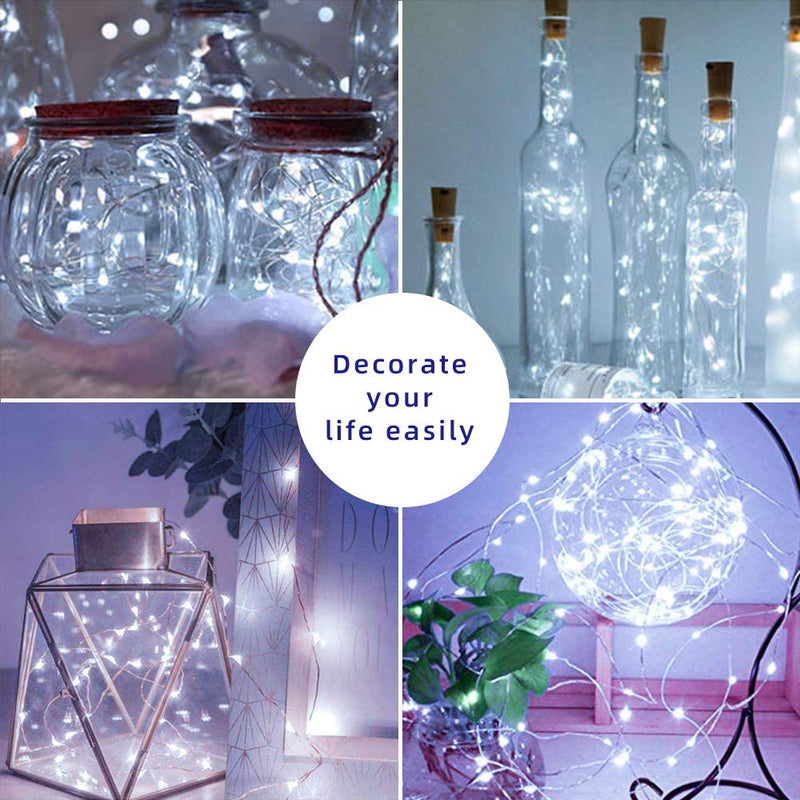 [Australia - AusPower] - Gladpaws Fairy Lights,12 Pack LED Fairy Lights Battery Operated,7 Feet 20 LED Flexible Firefly Mason Jar Lights Mini String Lights for DIY Wedding Party Bedroom Christmas Decoration (White) White 