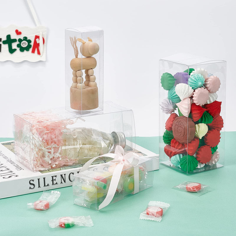 [Australia - AusPower] - BENECREAT 20 Pack 2.7x2.7x6.3" Plastic Boxes Rectangle Plastic Party Favor Boxes for Wedding Party Treat Candy Cupcakes 2.7x2.7x6.3" 