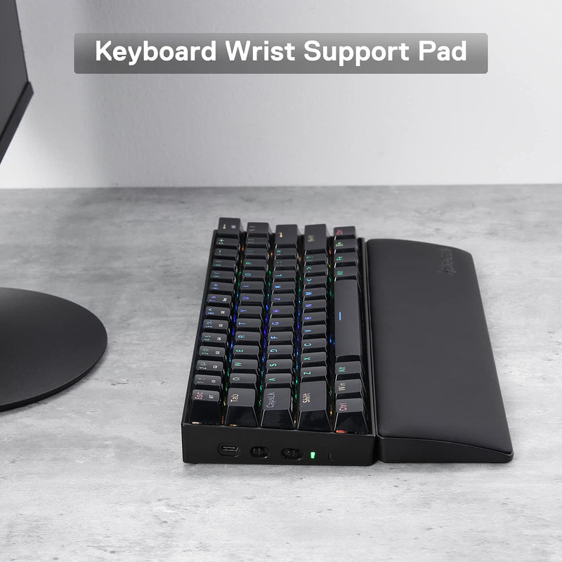 [Australia - AusPower] - Redragon P035 Meteor S Computer Keyboard Wrist Rest Pad, Ergonomic Soft Memory Foam Wrist Support w/ Anti-Slip Rubber Base, 60% 61 Keys Compact Size 11.38 x 2.87 in, 0.78 inch (20mm) Height, Black 60% Compact 